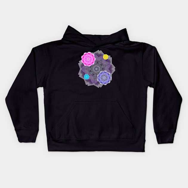 Multicolor Mandala Geometric Pattern Kids Hoodie by wagnerps